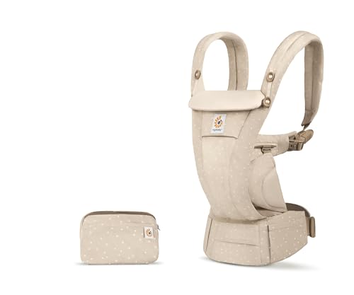 Ergobaby Omni Dream Babytrage für Neugeborene ab Geburt bis 20kg, 4 Positionen SoftTouch Cotton Ergonomische Babybauchtrage Rückentrage Baby Tragetasche, Natural Dots
