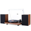 1 by ONE HiFi Bluetooth Plattenspieler mit USB Anschluss MM System 33/45 U/min Auto Stopp und Phono Vorverstärker Riemenantrieb Vinyl Record Player mit 2 Lautsprechern