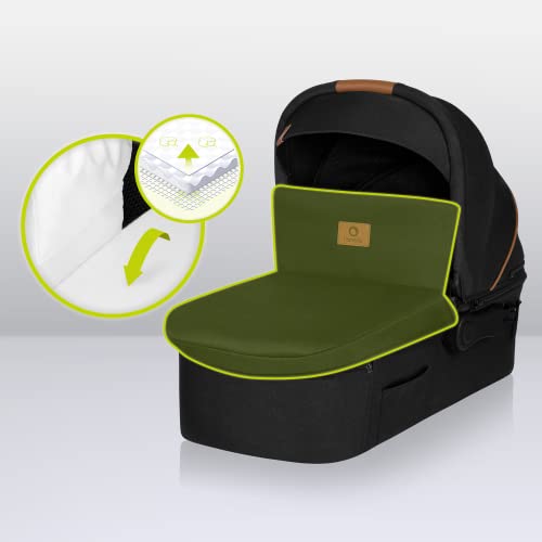 LIONELO Mari Tour 2 in 1 Kinderwagen bis 22kg mit Babywanne verstellbare Rückenlehne Zusammenklappbar 5 Punkt Gurt Große 360 geländegängige Räder dreifache Dämpfung Verdeck XXL Buggy Baby Stroller