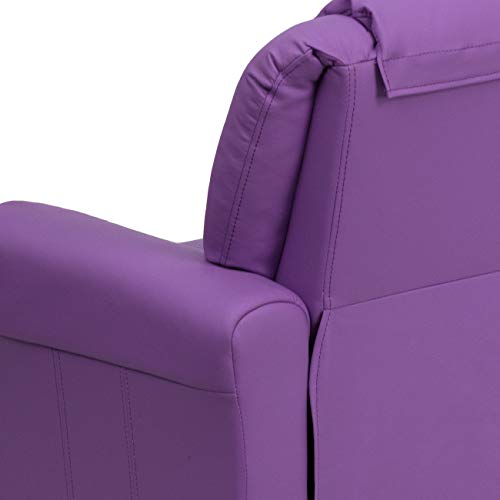 Flash Furniture Lehnsessel für Kinder, modern, mit Becherhalter und Kopfstütze, Holz, lila Vinyl, 61 x 48 x 48 cm