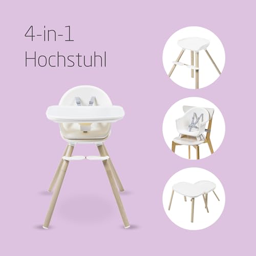 Maxi Cosi Moa 4 in 1 Kinderhochstuhl mitwachsend, 6 Mon–7 Jahre, 0–25kg, verstellbarer Hochstuhl Baby, in eine Sitzerhöhung, einen Hocker und einen kleinen Tisch mit Sitz verwandelbar, Beyond White