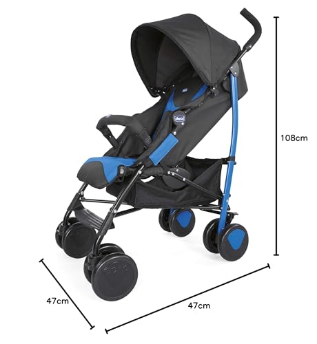 Chicco Echo Leichter Zusammenklappbarer Kinderwagen von 0 Monaten bis 22 kg, Kompakter Kinderbuggy mit Frontbügel, Schlafposition, Regenschirmverschluss, Verstellbarer Sonnenschirm