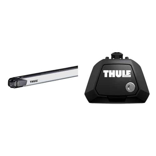 Thule SlideBar 891 Lastenträger &amp; Raised Rail Evo Fußsatz für Fahrzeuge mit offener Reling, 710410, Black (schwarz), Einheitsgröße