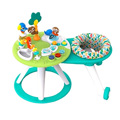 Bright Starts, Around We Go Tropic Cool 2 in 1 Spielstation &amp; Lauflernwagen, Spieletisch mit Lichtern &amp; Musik, 10 Aktivität Spielzeug, motorische Entwicklung, Grün, ab 6 Monaten