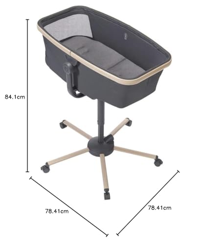 Maxi Cosi Alba All in 1 Stubenwagen, Einfacher Wechsel Zwischen Baby Stubenwagen, Baby Wiege und Hochstuhl, 0 Monate 3 Jahre (15 kg), Kompatibel mit Maxi Cosi Alba Meal kit, Beyond Graphite