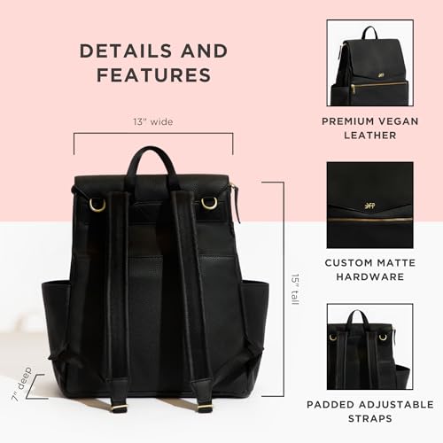 Freshly Picked Classic Baby Diaper Bag Backpack, Wipeable Vegan Leather Diaper Bag With Changing Pad, Convertible Diaper Bags
