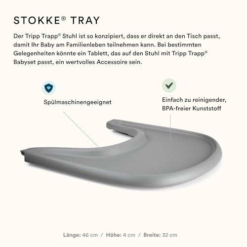Stokke Tripp Trapp Hochstuhl (Storm Grey) mit Stokke Tray (Storm Grey)   ein verstellbares, ergonomisches und leicht zu reinigendes Babyset für Kinder im Alter von 6 36 Monaten