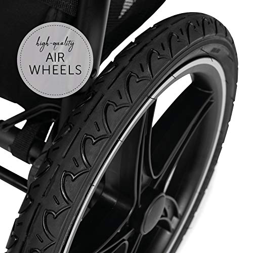 hauck Kinderwagen Runner 2, Dreirad Buggy mit XL Lufträder für Kinder bis 22 kg, UV Schutz 50 , Belüftungsfenster, Höhenverstellbar, Faltbar, XL Korb bis 3 kg, Liegefunktion (Black)