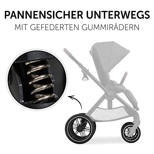 hauck Kinderwagen mit Beindecke Walk N Care ab Geburt bis 22 kg mit Liegefunktion, Becherhalter, Sitz Wendbar &amp; Höhenverstellbar, Gummireifen, Teleskopgriff, UPF 50 , Zusammenklappbar (Dark Grey9