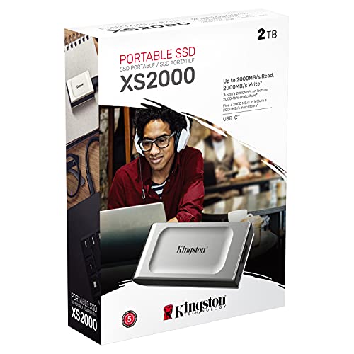 Kingston XS2000 2TB   Externe SSD   USB Type C 3.2 Gen 2x2   Portables Laufwerk   Bis zu 2.000MB/s Lesen, 2.000MB/s Schreiben
