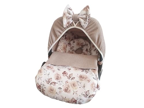 Babyschalenbezug Sommerbezug Maxi Cosi Pebble oder Cabriofix Rosen beige (Komplettset)
