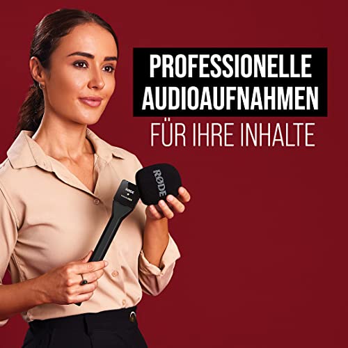 RØDE Wireless GO II Ultrakompaktes Kabelloses Zweikanal Mikrofonsystem mit eingebauten Mikrofonen, integrierter Aufnahmefunktion und 200 m Reichweite für Filmemachen, Interviews, Schwarz
