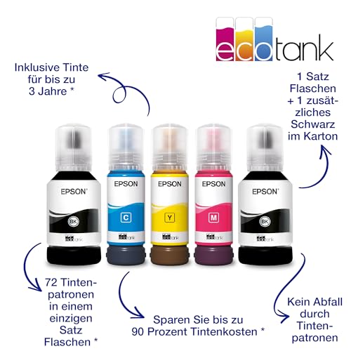 Epson EcoTank ET 2850 A4 Multifunktions Wi Fi Tintentankdrucker, mit einem im Lieferumfang enthaltenen Vorrat an Tinten bis zu 3 Jahren