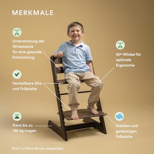 Tripp Trapp Stuhl von Stokke, Oak Brown – Verstellbarer, anpassbarer Stuhl für Kleinkinder, Kinder &amp; Erwachsene – Praktisch &amp; ergonomisch – Gefertigt aus Eichenholz