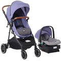 VEVOR Reisesystem Kinderwagen mit Kindersitz, 3 in 1 Baby Autositz Kinderwagen Kombination, einfach zusammenzuklappen, EVA Reifen mit Bremse, Kinderwagen Autositz Kombinationsset aus Carbonstahl
