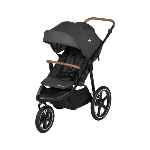 Bebeconfort Cloudy, All Terrain Baby Stroller, 0–4 Jahre (max. 22kg), verstellbar, schnell zusammenklappbar, 3 große Kinderwagen Luftreifen, verstellbarer Schieber, geräumiger Korb, Mineral Graphite