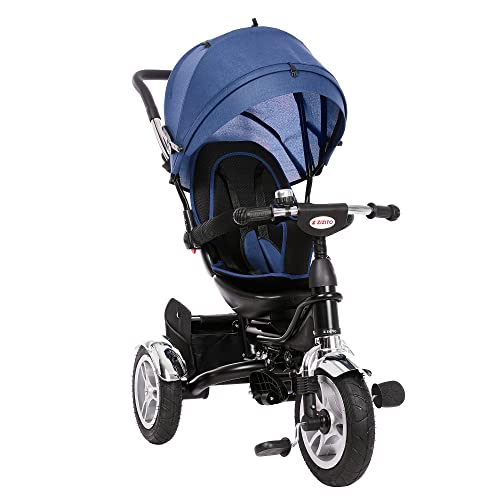 ZIZITO Troy Dreirad mit Schubstange, ab 6 Monaten bis 25 kg, Bequemer Sitz, 360° Drehbar, viel Zubehör