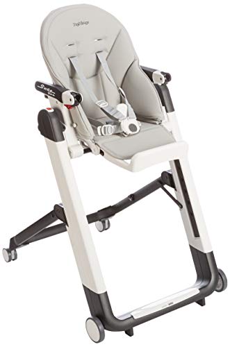 Peg Perego Siesta Follow Me   Ice   Design Hochstuhl mit Baby Liegefunktion und Stop&amp;Go System mit Memory Funktion, Lederimitat Bezug, grau