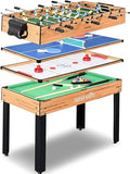 SereneLife Multifunktionstisch, Multigame Spieltisch, 4 in 1 Spieltisch  mit Zubehör, Tischkicker, Billardtisch, Tischtennis, Air Hockey Tisch/Bowling, Multi Spieltisch  120cm/122cm, Indoor &amp; Outdoor
