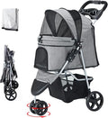 Joyfultails Hundewagen Hundebuggy Bis15kg, Faltbarer Hundewagen mit Aufbewahrungskorb, Netzfenster, Hundetrolley für Kleine und Mittle Hunde Regenschutzabdeckung Jogger Katzenbuggy grau