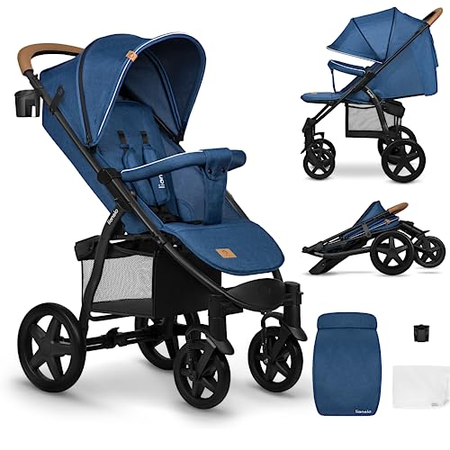 LIONELO Annet Plus Buggy bis 22 kg mit Liegefunktion, Kinderwagen klein zusammenklappbar mit Zubehör, Eva Schaum Räder, Moskitonetz, Fußdecke Getränkehalter, Korb