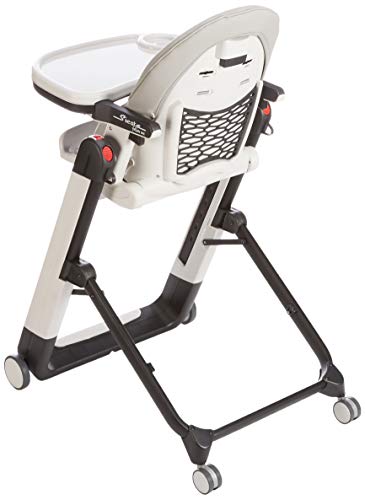 Peg Perego Siesta Follow Me   Ice   Design Hochstuhl mit Baby Liegefunktion und Stop&amp;Go System mit Memory Funktion, Lederimitat Bezug, grau