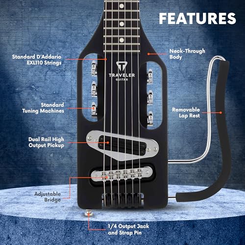 Traveler Guitar Ultra Light, akustisch elektrische Gitarre, Schwarz matt (ULE BKM)