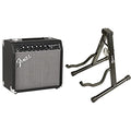 Fender Champion 20 230V EU DS &amp; Rockjam Universal Tragbarer A Frame Gitarrenständer für Akustikgitarre, E Gitarre &amp; Bassgitarre