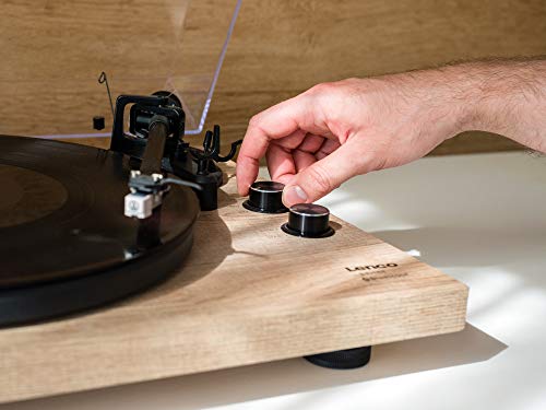Lenco LBT 188 Plattenspieler   Bluetooth Plattenspieler   Riemenantrieb   2 Geschwindigkeiten 33 u. 45 U/min   Anti Skating   Vinyl zu MP3 digitalisieren   braun kiefer