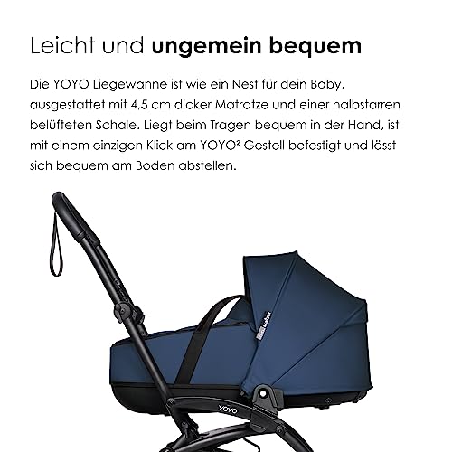 BABYZEN YOYO2 Kompletter Kinderwagen   Inklusive YOYO Liegewanne (Navy Blue), Kinderwagengestell (Black) &amp; 6  Textilset (Air France Blue)   für Kleinkinder bis 22 kg