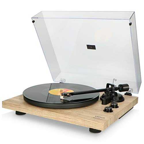 Lenco LBT 188 Plattenspieler   Bluetooth Plattenspieler   Riemenantrieb   2 Geschwindigkeiten 33 u. 45 U/min   Anti Skating   Vinyl zu MP3 digitalisieren   braun kiefer