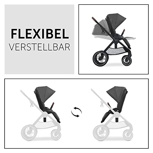hauck Kinderwagen mit Beindecke Walk N Care ab Geburt bis 22 kg mit Liegefunktion, Becherhalter, Sitz Wendbar &amp; Höhenverstellbar, Gummireifen, Teleskopgriff, UPF 50 , Zusammenklappbar (Dark Grey9