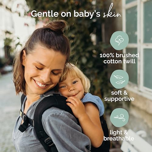 Boba X Babytrage Neugeborene ab Geburt   2 Tragepositionen Mit Blick zum Baby und als Rucksack Kindertrage 3 20kg, Mit Kreuzbaren Trägern, Inklusive Schlafkapuze als Sonnenschutz (Black Beauty)