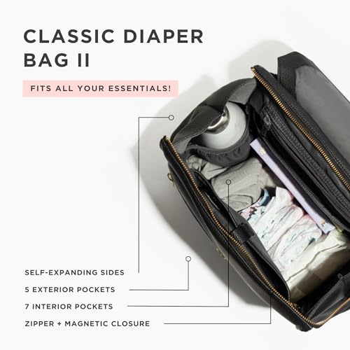 Freshly Picked Classic Baby Diaper Bag Backpack, Wipeable Vegan Leather Diaper Bag With Changing Pad, Convertible Diaper Bags