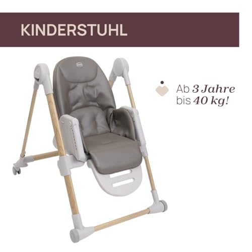 Chicco Polly Armonia, Kinderhochstuhl für Babys von der Geburt bis 40 kg, Hochstuhl mit verstellbarer Höhe und Fußstütze, Kompakt verstaubar, Modernes Design