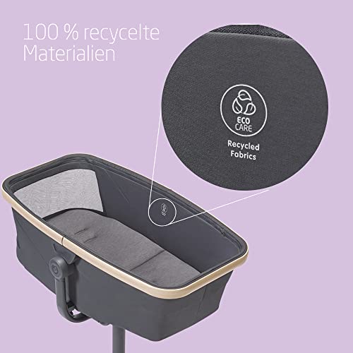Maxi Cosi Alba All in 1 Stubenwagen, Einfacher Wechsel Zwischen Baby Stubenwagen, Baby Wiege und Hochstuhl, 0 Monate 3 Jahre (15 kg), Kompatibel mit Maxi Cosi Alba Meal kit, Beyond Graphite