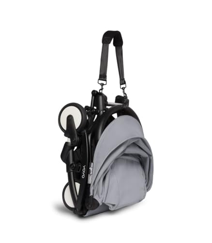 BABYZEN YOYO2 Kinderwagen (Kinderwagengestell Black und 6  Textile Set Stone)   Inklusive Gurt, Rückenlehne, Verdeckbügel, Schultergurt, Aufbewahrungstasche, Sitzpolster und farbgleichem Verdeck