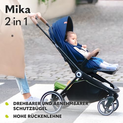 LIONELO Mika 2in1 Kombikinderwagen. Babywanne, Kinderwagen, Buggy. Regenschutz, Schultergurt zum Transport, Matratze, Moskitonetz, Fußabdeckung, wasserdichtes Material, Gummiräder (GREEN FOREST)