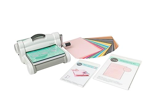 Sizzix Big Shot Plus Starter Set für manuelles Stanzen und Prägen (9 Zoll) | Kartenherstellung, Papierbasteln, Scrapbooking, Schablonieren und mehr, Weiß/Grau, Einheitsgröße