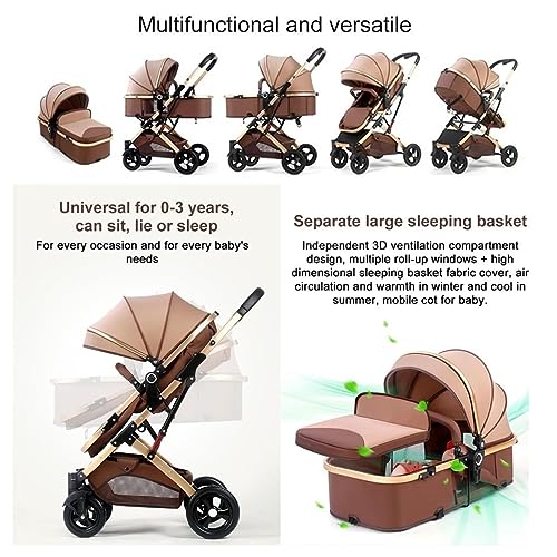 Doppel Kinderwagen nebeneinander, Tandem Kinderwagen for Säuglinge und Kleinkinder, faltbarer Baby Kinderwagen mit stoßdämpfendem Regenschirm und verstellbarer Rückenlehne (Color : Red)