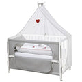 roba Beistellbett 60 x 120 cm   Adam &amp; Eule Room Bed   Babybett zum Anstellen an Elternbett   Inklusive Matratze, Bettwäsche, Himmel   Mobil &amp; Höhenverstellbar   Holz weiß