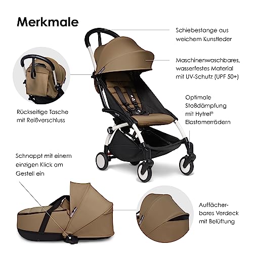 BABYZEN YOYO2 Kompletter Kinderwagen   Inklusive YOYO Liegewanne (Toffee), Kinderwagengestell (White) &amp; 6  Textilset (Toffee)   für Kleinkinder bis 22 kg