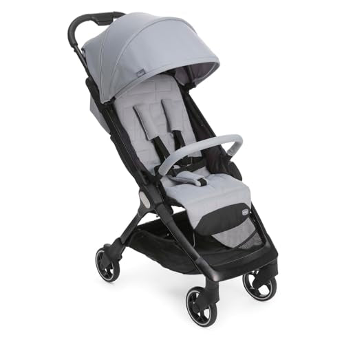 Chicco We Kinderwagen, faltbar, ultraleicht, von 0 Monaten bis 22 kg, neigbarer Reisebuggy, mit Schlafposition, gepolsterte Schultergurte, kompakt, Hülle und Regenschutz   Grau   Cool Grey