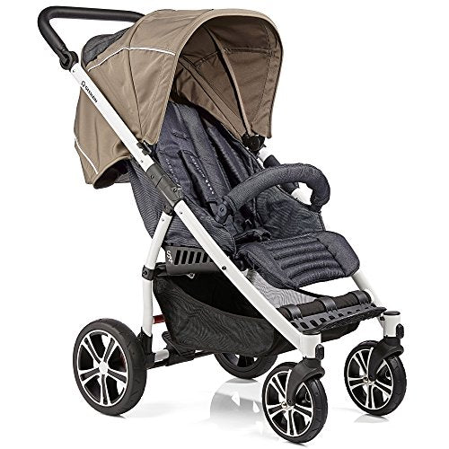 Gesslein Buggy S4 Air  Design 353 mit Liegefunktion, klein zusammenklappbar, für große Kinder bis 25 kg, veganer Lederschieber cognac höhenverstellbar, Kinderwagen Sportwagen