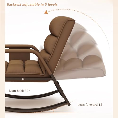 JIAOCKJIAO Schaukelstuhl for Kinderzimmer, Gepolsterter Schaukelsessel mit Seitentaschen, Sessel mit Fußstütze, Verstellbare Rückenlehne, Freizeit Relaxsessel, for Wohnzimmer (Color : Wit)