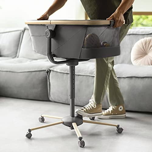 Maxi Cosi Alba All in 1 Stubenwagen, Einfacher Wechsel Zwischen Baby Stubenwagen, Baby Wiege und Hochstuhl, 0 Monate 3 Jahre (15 kg), Kompatibel mit Maxi Cosi Alba Meal kit, Beyond Graphite