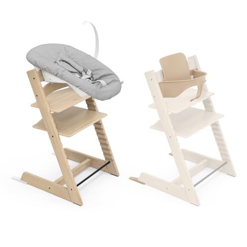 Stokke Tripp Trapp Hochstuhl, Oak Natural/Natural (inklusive Stuhl &amp; Baby Set2) mit Newborn Set   Sicheres, verstellbares, ergonomisches Design