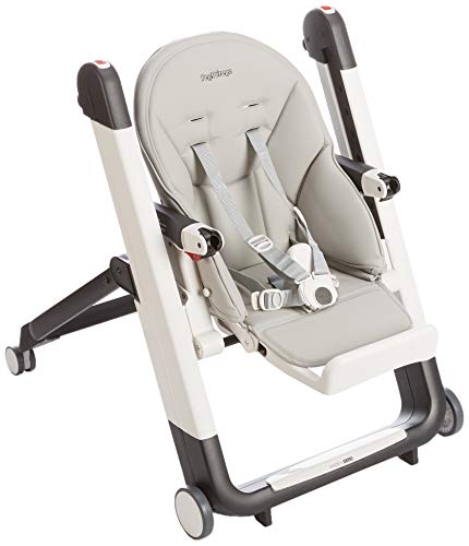 Peg Perego Siesta Follow Me   Ice   Design Hochstuhl mit Baby Liegefunktion und Stop&amp;Go System mit Memory Funktion, Lederimitat Bezug, grau