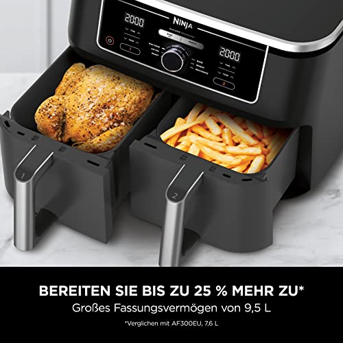 Ninja Foodi AF400EU Heißluftfritteuse, Doppelkammer