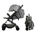 Bambisol YUKO² kompakter Buggy, ab der Geburt, einhändig faltbar, Geländer, recyceltes Polyestergewebe, Grau meliert, Eco